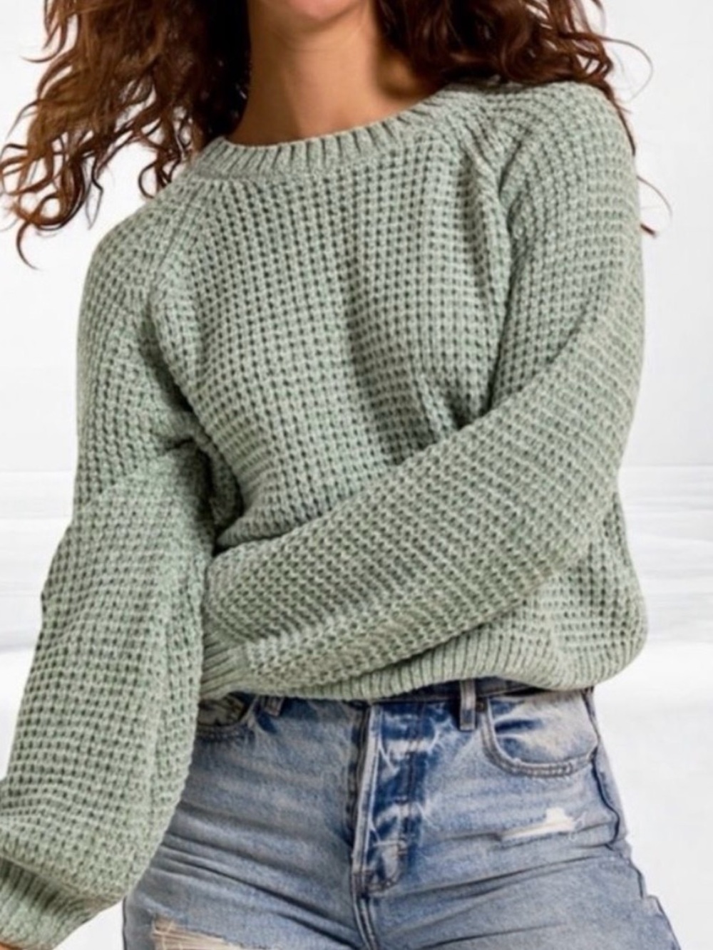 Altar'd State Textured Knit Sweater in Sage